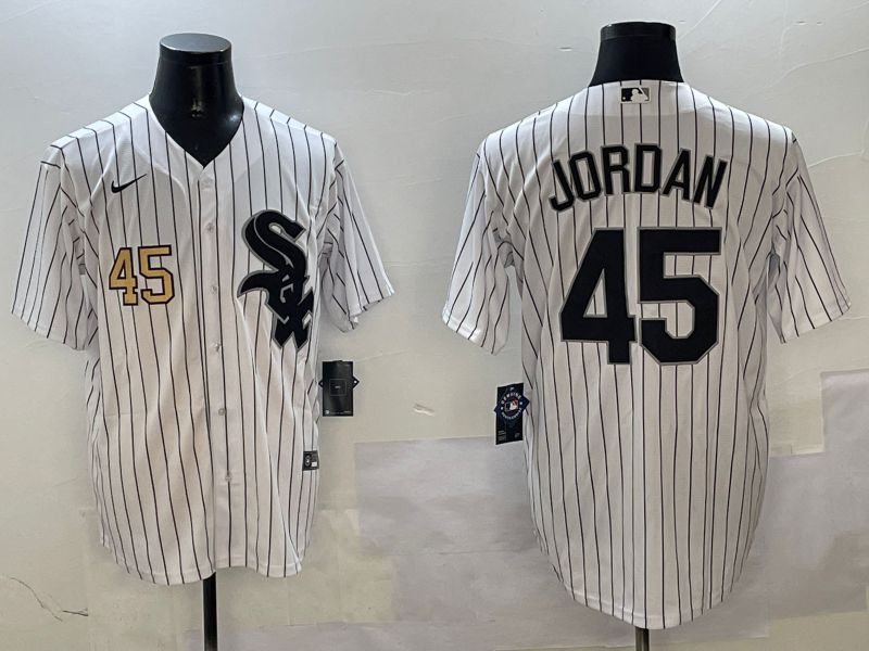 Men Chicago White Sox #45 Jordan White Stripe Game 2025 Nike MLB Jersey style 4->chicago white sox->MLB Jersey
